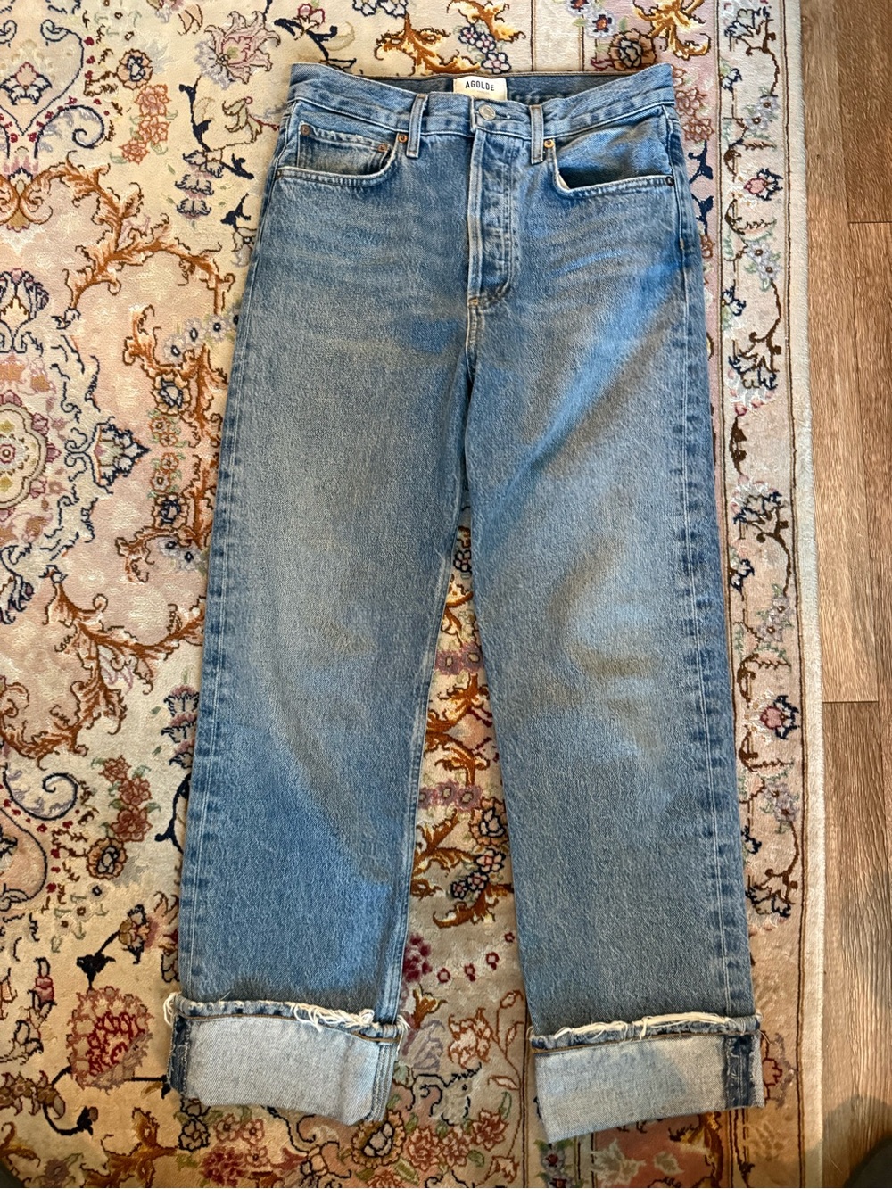 Agolde Light Wash High-Rise Straight Jeans
